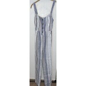 ROMEO+JULIET COUTURE JUMPSUIT/ROMPER TIE BACK WOMEN SZ M LINEN RAYON STRIPED NWT